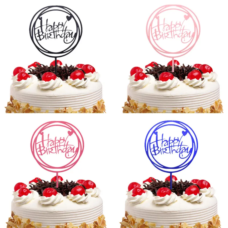 

Cake Toppers Happy Birthday Wedding Acrylic Gold Blue Cupcake Cake Topper Flags Baby Shower Cake Baking DIY Party Decor Xmas