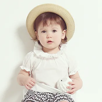 

Celveroso 2018 Brand Newborn Toddler Infant Baby Girls short Sleeve Tops T-shirts Clothes Solid White Sweet Tops Shirt 6-24M