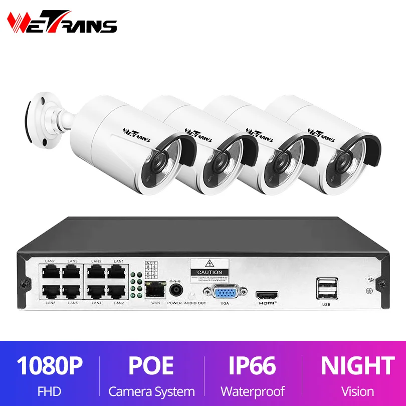 Weтранс наблюдения видео системы наблюдений 2MP HDD 8CH POE NVR Wi-Fi набор безопасности