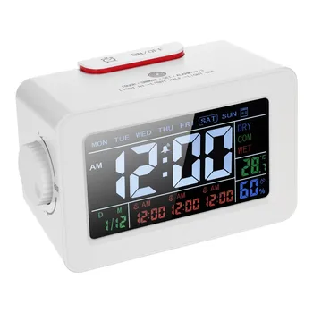 

LCD Digital Thermometer Hygrometer Clock C/F Temperature Humidity Meter 3 Alarm Clocks Snooze Screen Display