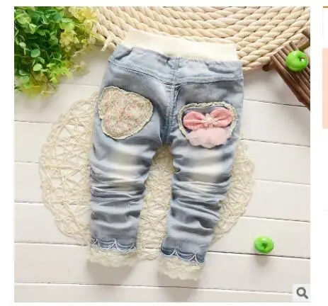 

New 2016 Classic Spring Autumn Baby Girls Soft Jeans Fashion Pants Trousers Children's jeans Infant Soft Denim Pants