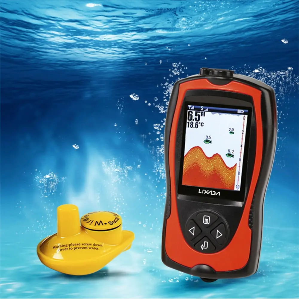 

Lixada FF1108-1CW 2.4inch LCD Wireless Fish Finder Sonar Transducer Depth Locator ICE Ocean Boat Alarm Fish Detector 100m