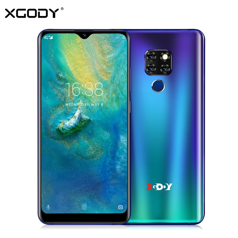 XGODY mate 20 6,2" 18:9 4G Смартфон Android 9,0 2 Гб ОЗУ 16 Гб ПЗУ MTK6737 четырехъядерный 13MP отпечаток пальца полный экран мобильного телефона