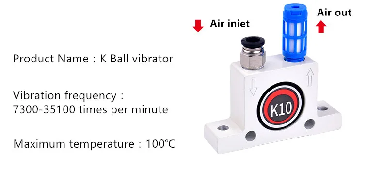 Промышленный бытовой пневматический вибратор осциллятор шарикового типа K-series K8, K10, K13, K16, K20, K25, K30, K32, K36