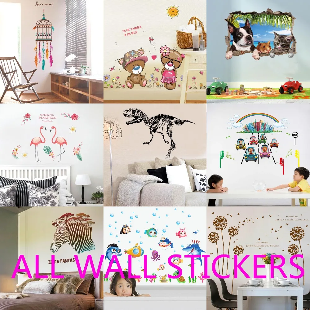 Us 0 99 Flamingo Jurassic Park Dinosaur Wall Stickers For Kids Rooms Bedroom Home Decor 3d Vivid Wall Decals Pvc Mural Art Diy Poster In Wall
