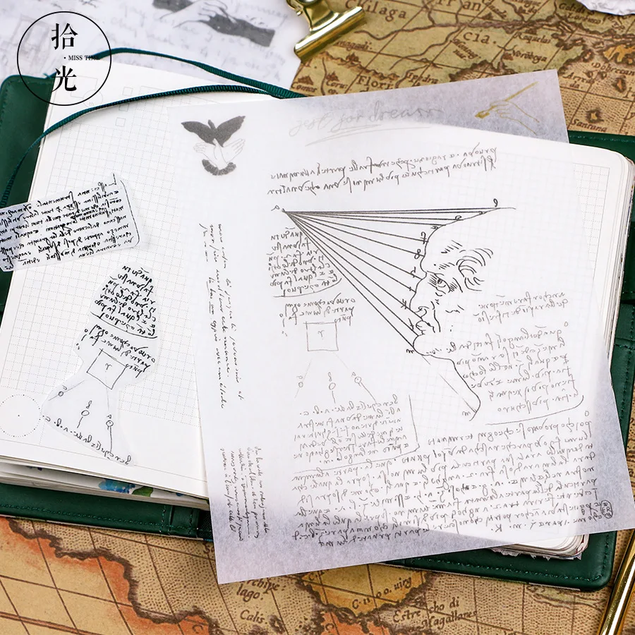 

4 Sheets/Pack The Van Gogh manuscript Decoration Scrapbooking Sticker Transparent PVC Stationery Diary Stickers