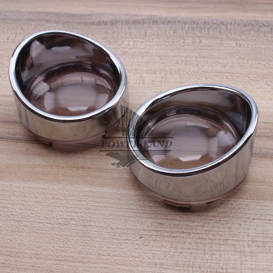 

Free Shipping Smoke Lens Lights Cover Chrome Housing Visor Ring Turn Signal Light 1pair For Harley Touring FLHR FXRT 1985-2016