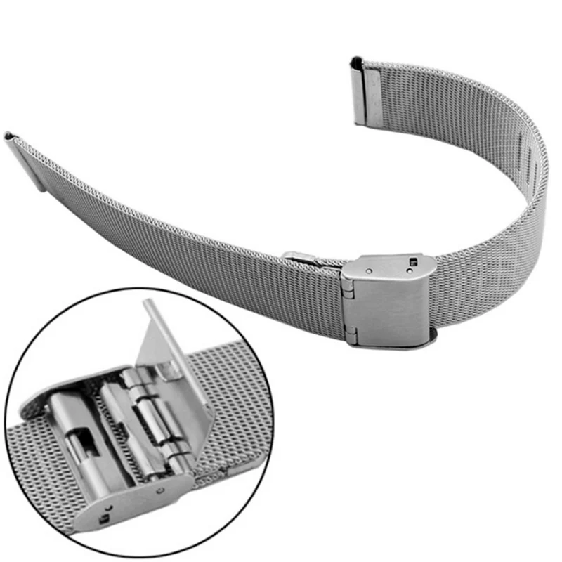 new arrival watch band 18 20 22 24mm stainless steel watch mesh bands strap for wristwatch double clasp bracelet gold