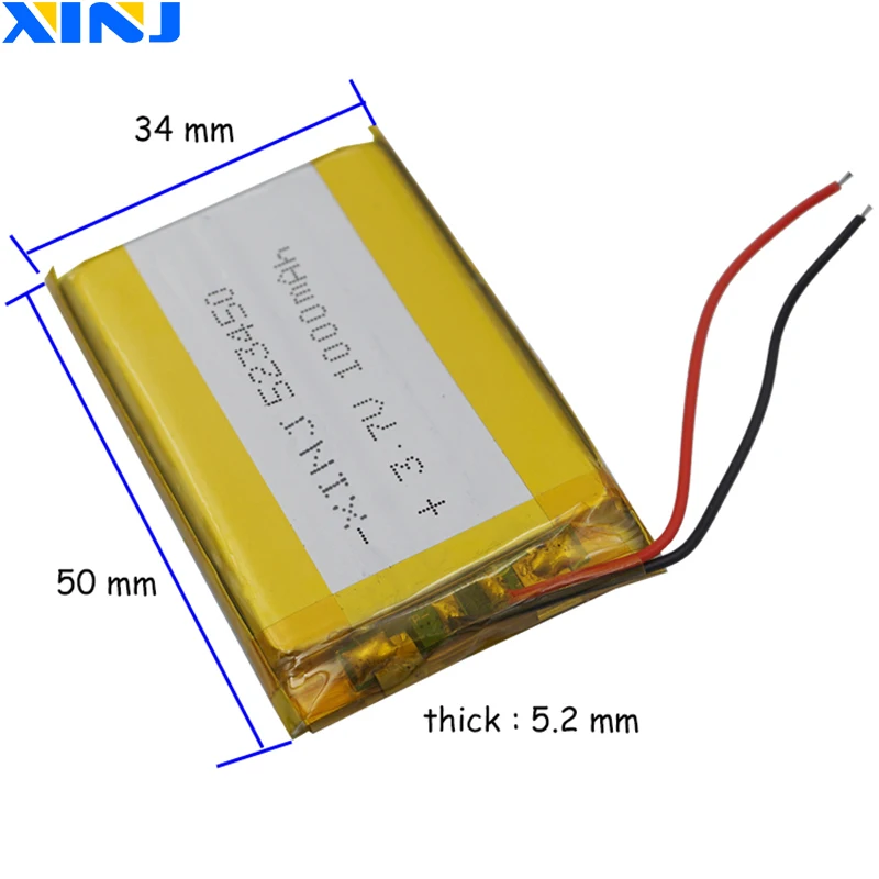 XINJ 10 шт. 3,7 в 1000 мАч литий-полимерный аккумулятор Li po Liion cell 523450 для камеры электронной книги вождения телефона часы планшета ПК