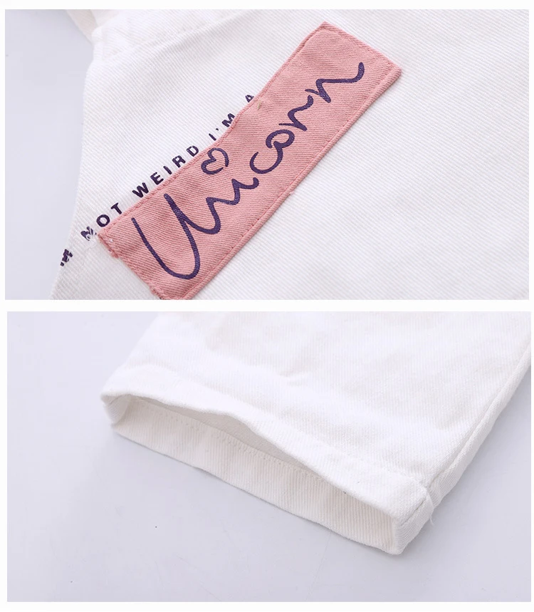 New Girls Denim Pants Summer Cartoon Unicorn Girls Overall Casual Baby Bib Pants Kids Clothes For 2-10 Years