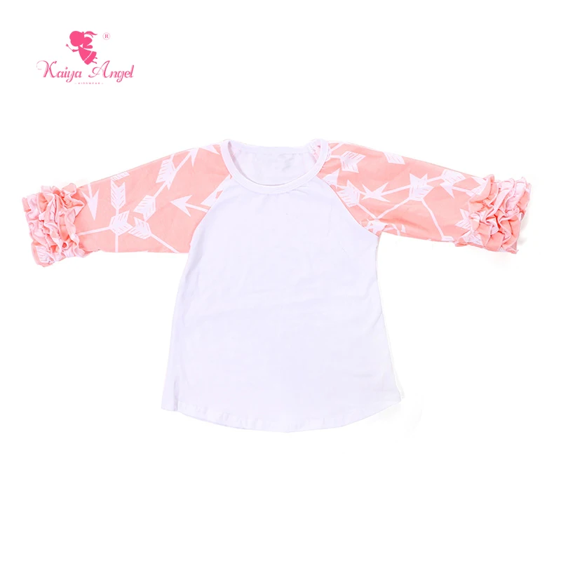 Kaiya Angel Boutique/детская одежда Детские топы с оборками и рюшами для девочек футболки