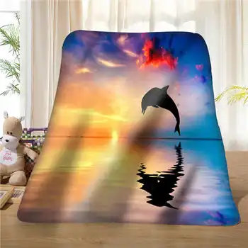 

Custom jumping-dolphins,- (1)Blanket Soft Fleece DIY Your Picture Decoration Bedroom Sofa Multi Size#929-02-001-34