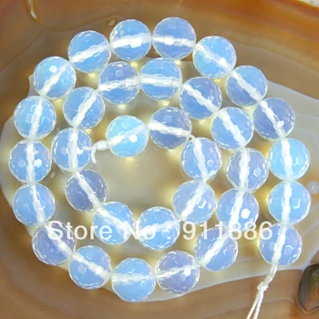 

Wholesale Semi Precious Stone 12mm White Faceted Sea Opal (MoonStone) Round Bead Accessories For Jewelry Making,320Pcs/lot,15.5"