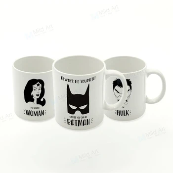 

Black White Superhero Avenger Batman Face Pop Movie Kitchen Ceramic Water Cup Creative kids Gift Custom Coffee Tea Beer Mug Set