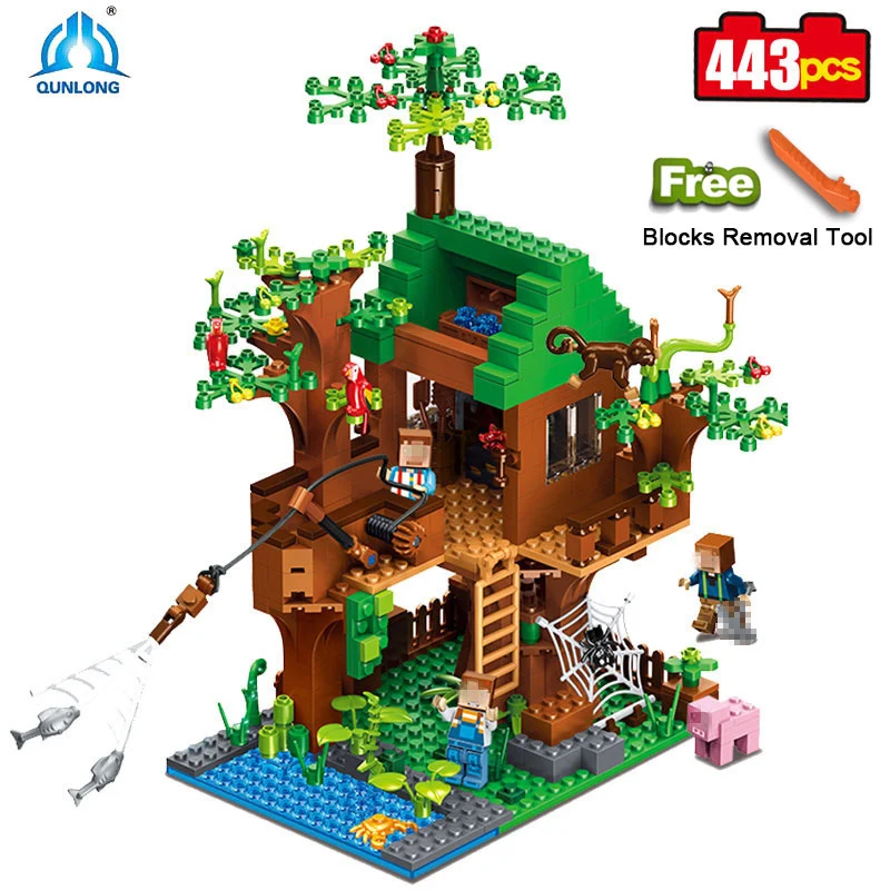 

Qunlong 0531 World Building Blocks 443pcs DIY Forest House Bricks Blocks Enlighten Toys For Kids Compatible Legos Minecraft City