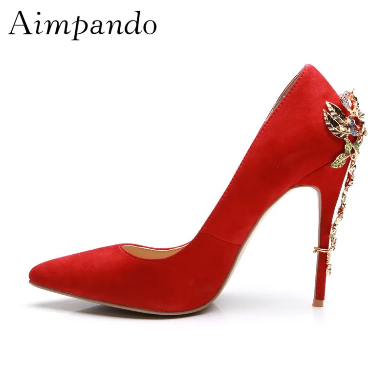 

Colorful Diamond Crab Flower Heels Women 12cm Thin High Heel With Rhinestone Point Toe Bridal Wedding Shoes Woman