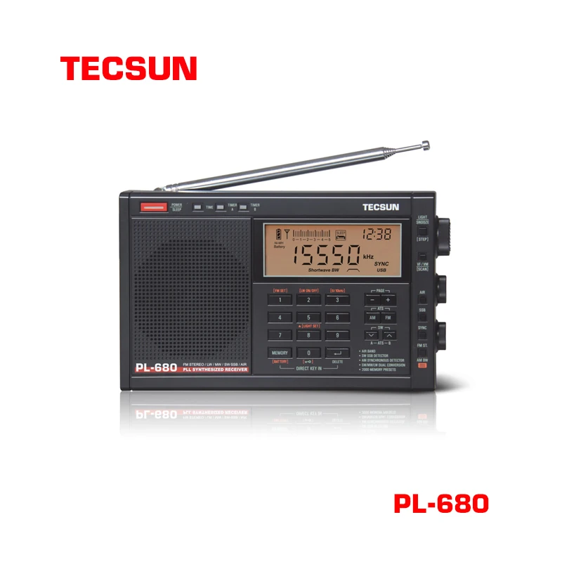 TECSUN PL680 PLL World Band ресивер FM-стерео MW LW SW SSB AIR Band Черный