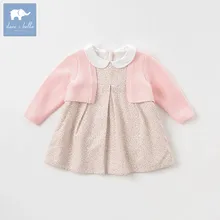 DB8431 Dave Bella осень вязаное платье для девочек платье с длинными рукавами Детские вечерние костюмы на день рождения