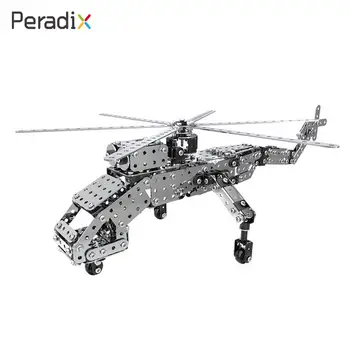 

2018 DIY Assembled Helicopter Non-Toxic Building Block Helicopter Decorate 632pcs Entertainment Alloy Assembly Helicopter