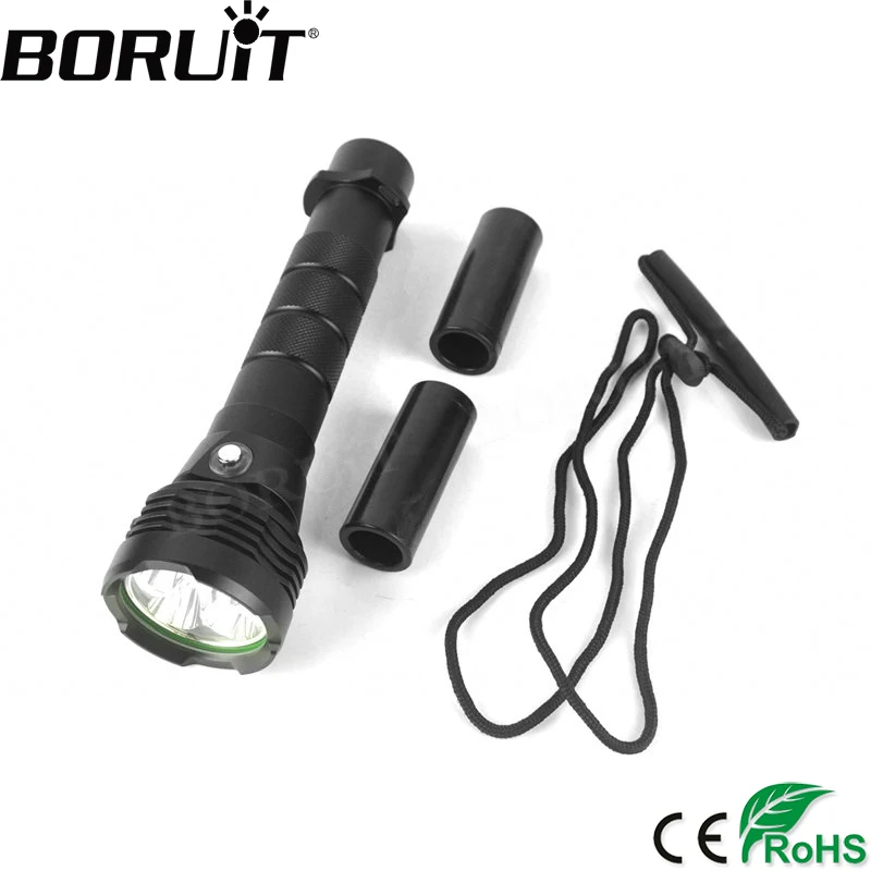 

BORUiT 2300LM 5 XM-L2 LED Scuba Diving Flashlight Underwater 80 Meter Torch Waterproof Diver Portable Lantern by 18650 Battery