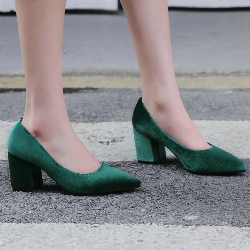 

Dilalula Hot Sale Classic Office Woman Pumps Shoes Green Square High Heel Office Pumps Ladies Shoes Woman Size 42 43