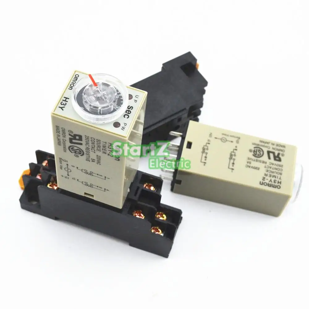 

1pcs H3Y-2 DC 12V 24V /AC 110V 220V Delay Timer Time Relay 0 - 60 Minute with Base 5A