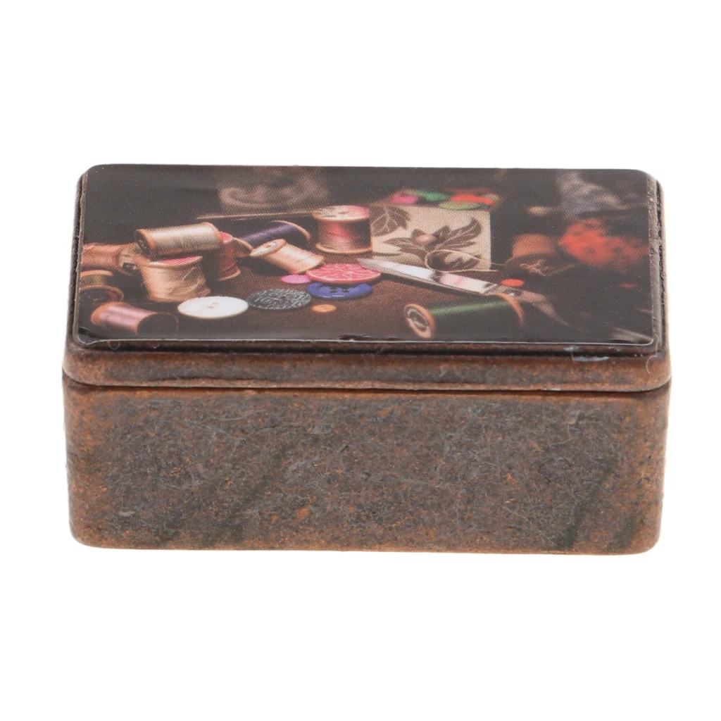 

1/12 Scale Simulation Metal Sewing Box Model Miniature Dollhouse Decoration Accessory