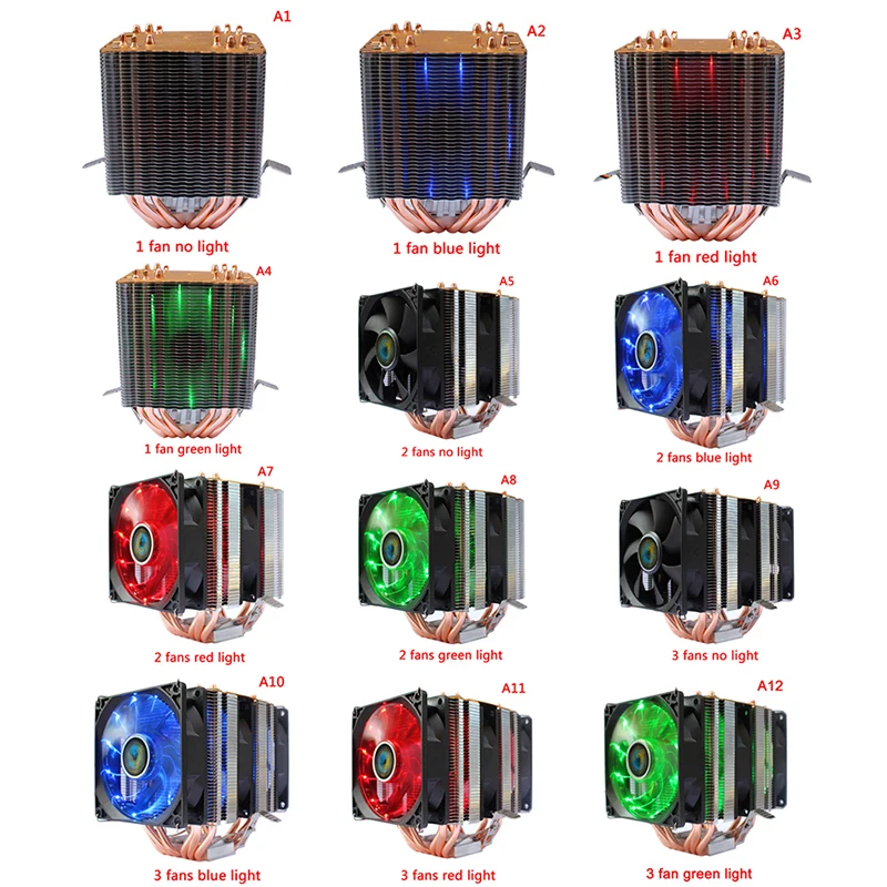 

CN-609-P CPU Cooler Fan 6 Heatpipe Dual-tower Cooling For Intel LGA775 1151 115x 1366 2011 For AMD AM3 AM4 Radiator