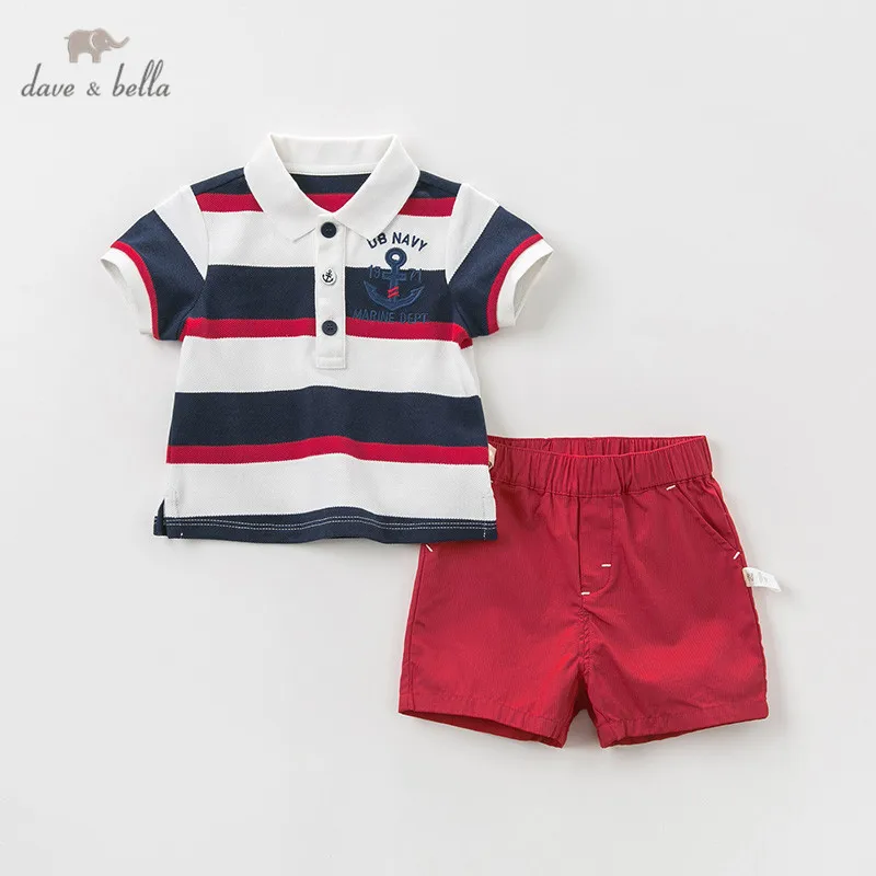 

DB10492 Dave bella summer baby boys clothing sets fashion children striped suits infant high quality clothes boys outfit