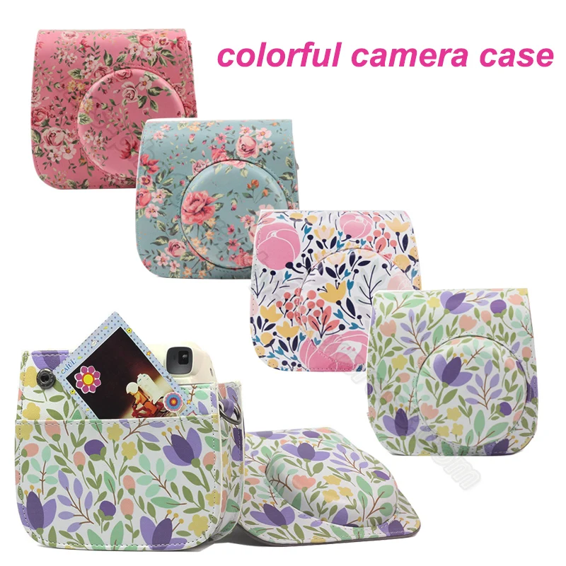 Fujifilm Instax Mini Camera colorful Case for Fuji Instax Mini 9 8 Camera with PU Leather Rose