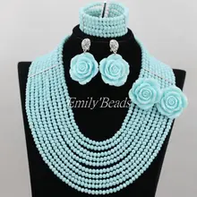 Модные нигерийские бусы Кристалл Африканские свадебные украшения набор новое индийское ожерелье для невесты наборы 10 слоев AIJ572