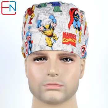 

New Surgical Caps Medical Newly Surgical Scrub Caps For Men Women With Sweatband 100% Cotton Medical Caps Printed Unisex