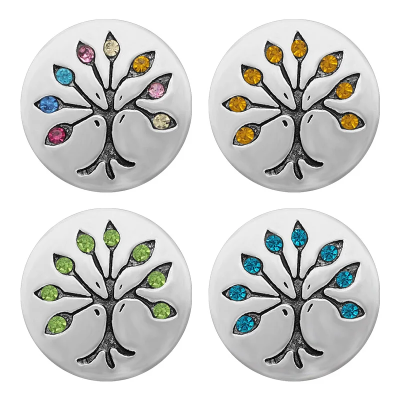 KZ3360 New Beauty Round Rhinestone tree 20MM Metal snap buttons for DIY 18mm jewelry wholesale | Украшения и аксессуары