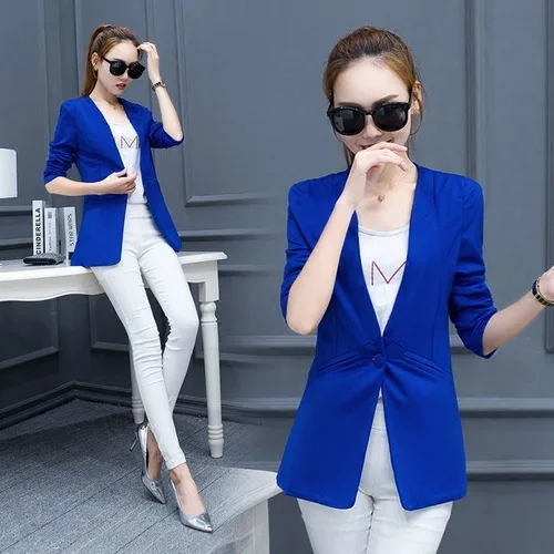 Mr.nut autumn new V-neck women's long section small suit female Slim professional casual suit female spring and autumn coat