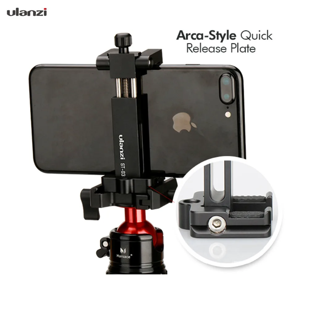 

Ulanzi ST-03 Smart Phone Tripod Mount Clamp Smartphone Holder Adapter with Cold Shoe for iPhone Andriod BY-MM1 Led Light