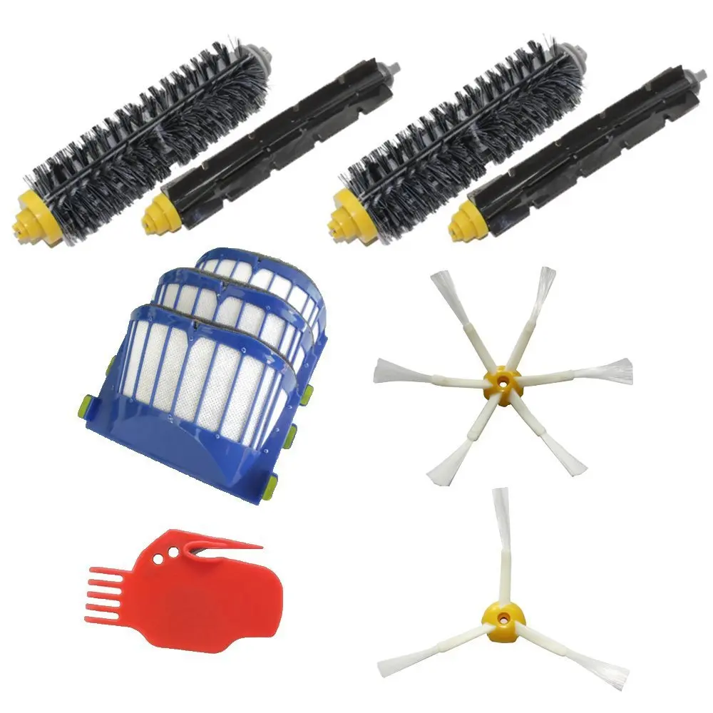 

3 Aero Vac Filters & 2 Side Brushes & 2 Set Hair Brushes & 1 Cleaning Tool for iRobot Roomba 600 Series 620 630 650 660 680