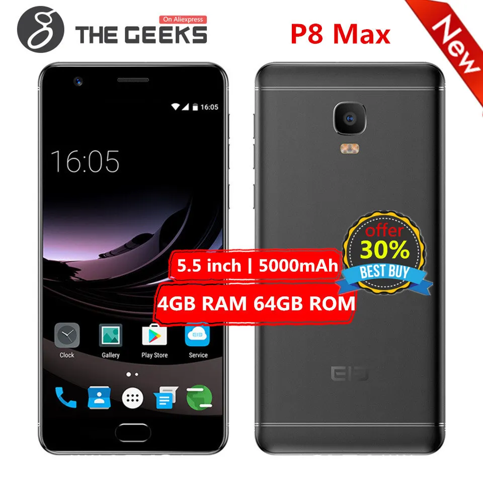 

ELEPHONE P8 MAX 4GB RAM 64GB ROM MTK6750T 1.5GHz Octa Core 5.5 Inch 2.5D FHD Screen Android 7.0 4G LTE Smartphone