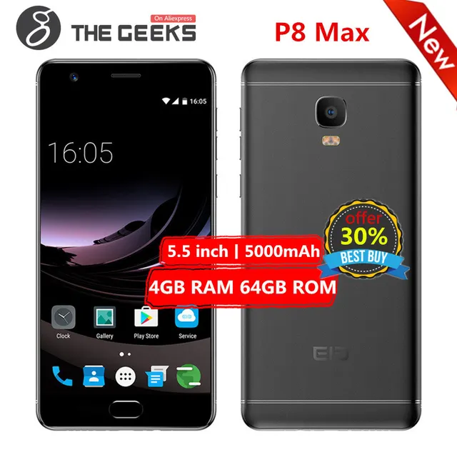 Best Offers ELEPHONE P8 MAX 4GB RAM 64GB ROM MTK6750T 1.5GHz Octa Core 5.5 Inch 2.5D FHD Screen Android 7.0 4G LTE Smartphone
