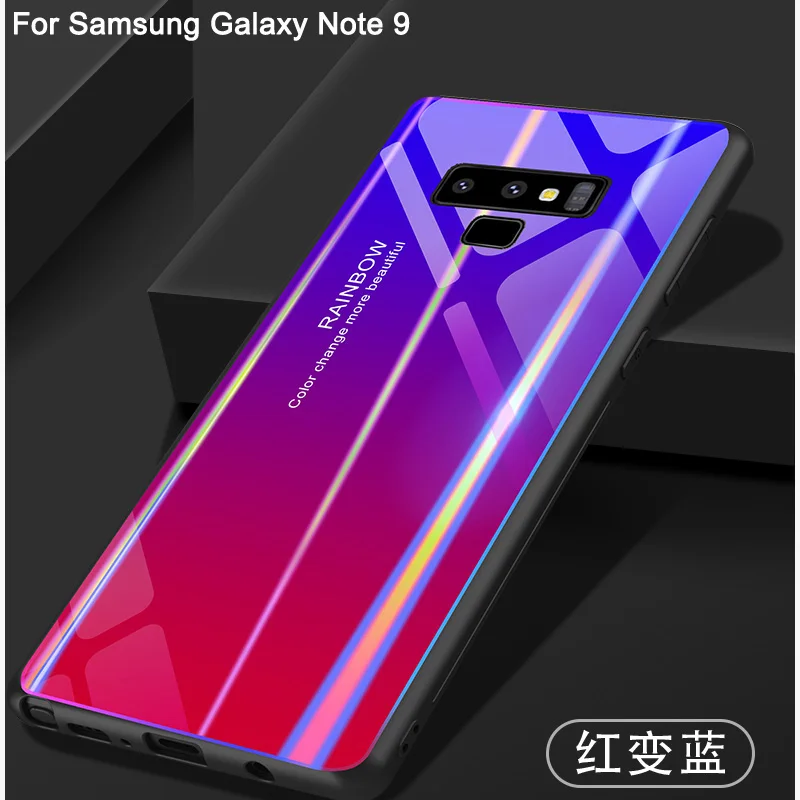 Модный чехол для Samsung Galaxy Note 9 роскошный тонкий глянцевый закаленное стекло