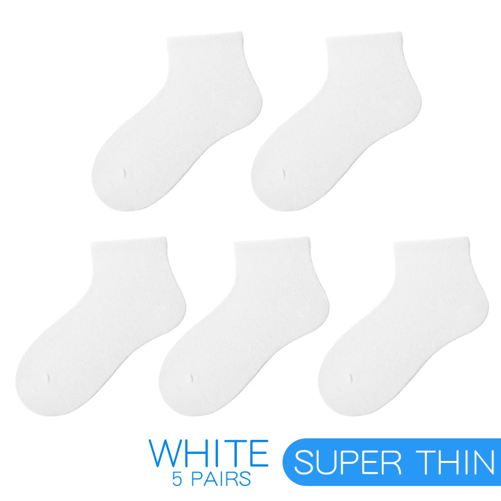 MIPP/Новинка г. Летние ультратонкие сетчатые носки для мальчиков и девочек Однотонные детские носки 5 пар/лот - Цвет: white 5 pairs