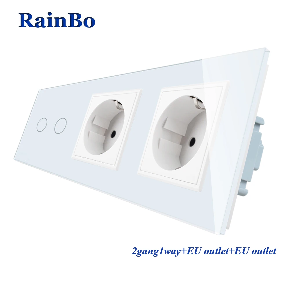 RainBo кристально стеклянная панель Электронная настенная розетка ЕС сенсорный
