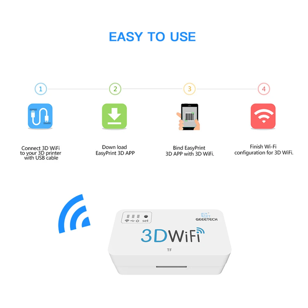 GEEETECH 3D модуль Wi-Fi 3D-принтеры Запчасти экшн-камера с Wi-Fi подключением коробка с TF слотом для карт для Anet A8/Creality CR-10 Беспроводной Управление