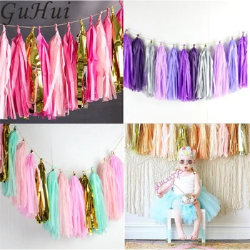 

2set/lot Colorful Tissue Paper Tassels Ribbon Birthday Wedding Room Decoration Curtain Christmas Party Photo Taking Backdrop