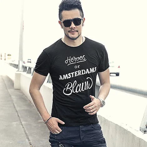 

New Arrival 2019 men T Shirt Casual Quick Dry Slim Fit Shirts Tops & Tees Size XXL T503-2