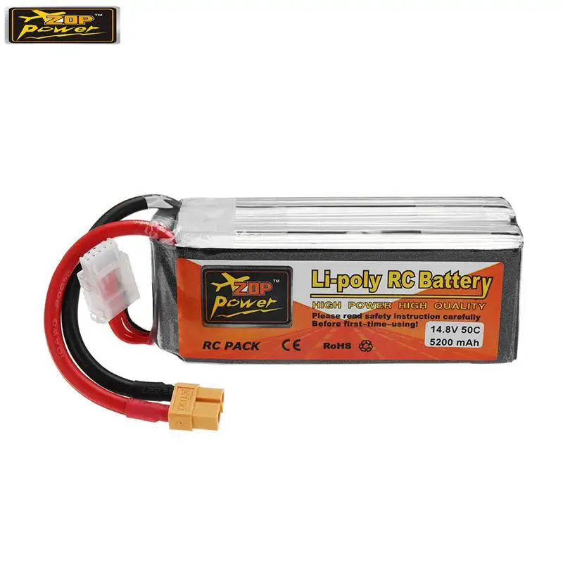 

ZOP POWER 14.8V 5200mAh 50C 4S XT60 Plug Connector Rechargeable Lipo Battery For RC Models Multicopter Pat Accs