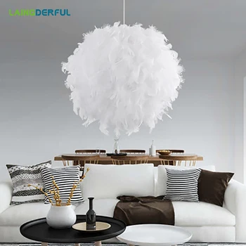 

Feather Ball Chandelier Modern Minimalist Hall Bedroom Aisle Restaurant Dining Room Lamp Shopping mall Cafe Chandelier