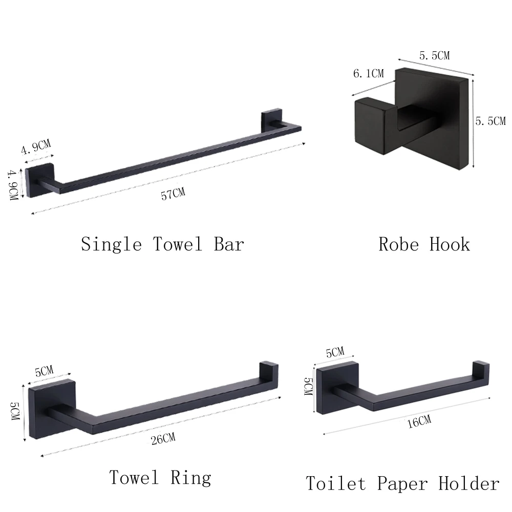 Leyden 4 шт. черные аксессуары для ванной комнаты Настенные одно Полотенце бар полотенце кольцо туалетной бумаги держатель Вешалка на стену крючок