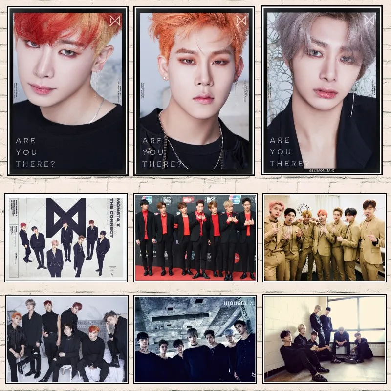 Новые постеры MONSTA X в Корейском стиле плакаты из белого картона прозрачные принты