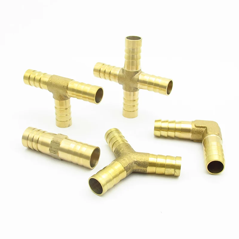 Xucus 3mm 4mm 6mm 8mm 10mm 12mm Hose Barb Brass Barbed Pipe Fitting Coupler Connector Color: 5pcs 8mm 