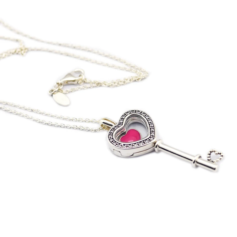 100 925 Sterling Silver Jewelry Floating Locket Heart Key Necklace With Heart Petites Free
